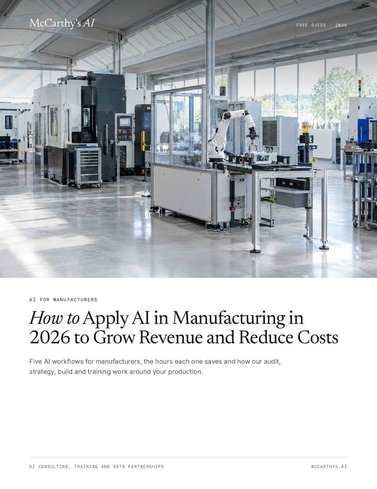 Cover of How to Apply AI in Manufacturing in 2026 to Grow Revenue and Reduce Costs