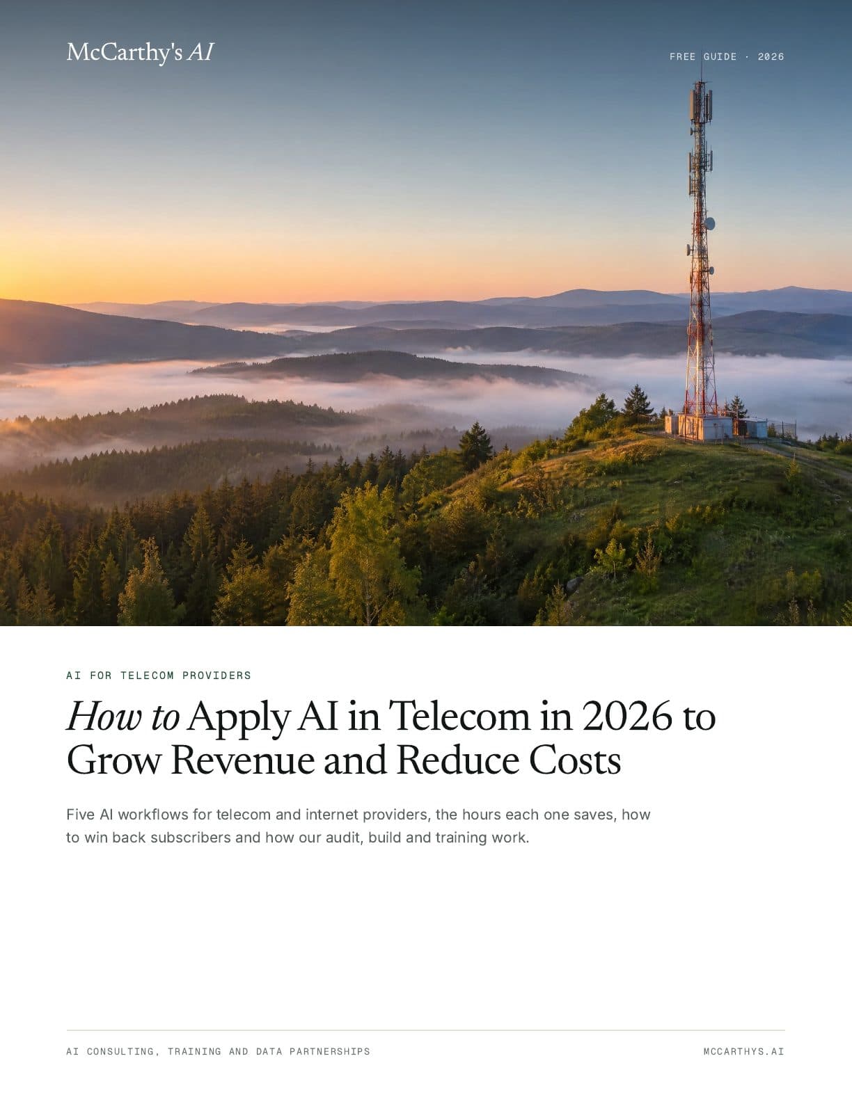 Cover of How to Apply AI in Telecom in 2026 to Grow Revenue and Reduce Costs